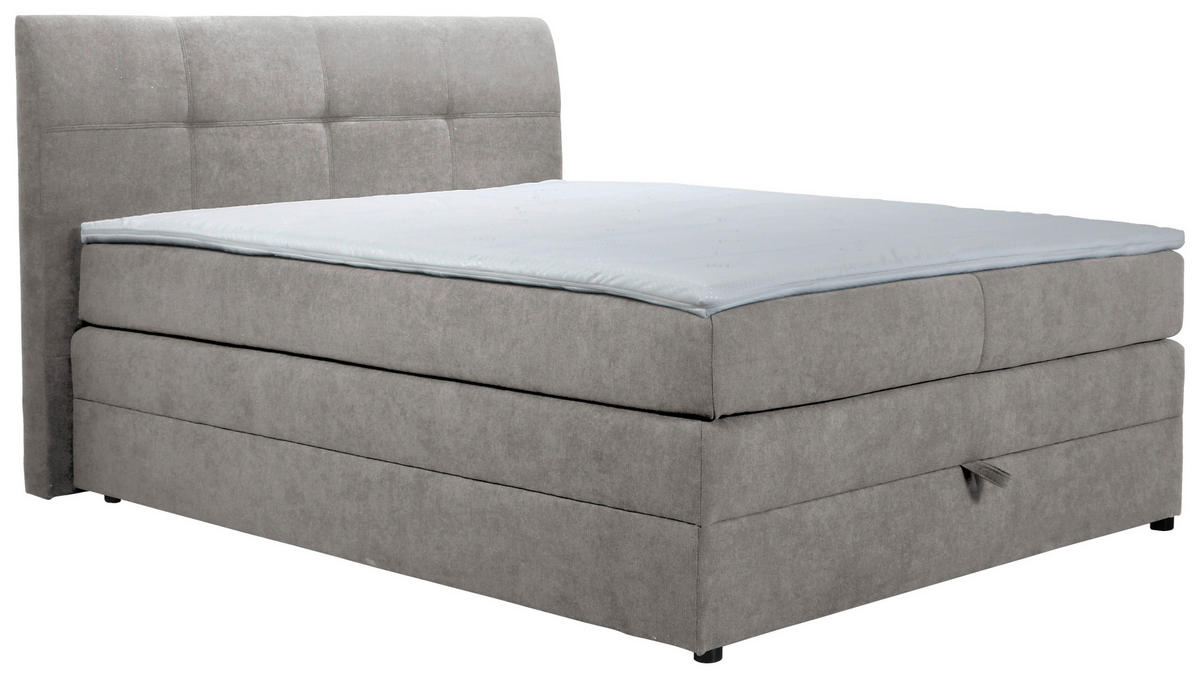 BOXSPRINGBETT 90/200 cm  in Hellgrau  - Hellgrau/Schwarz, MODERN, Holz/Kunststoff (90/200cm) - MID.YOU