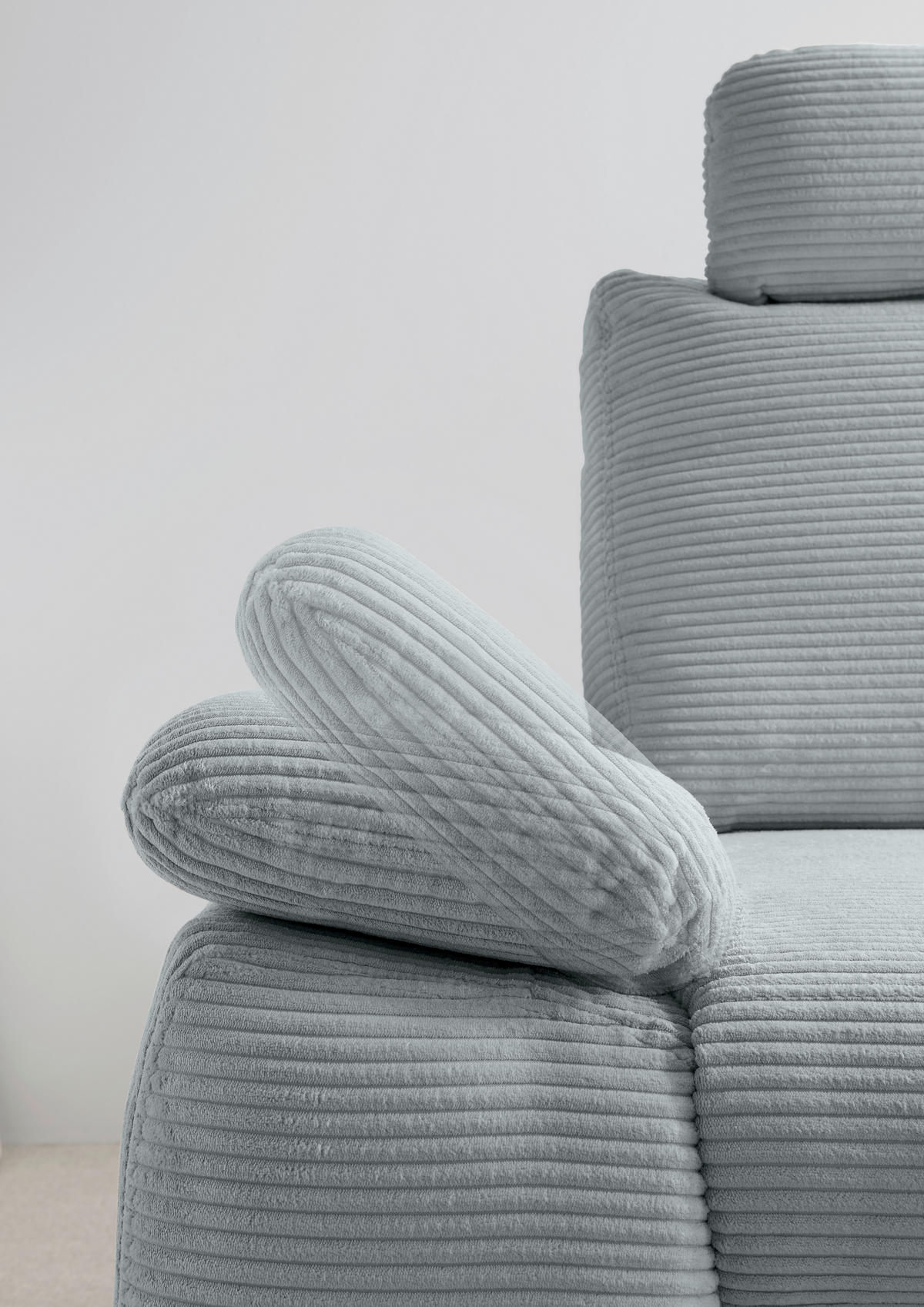 ECKSCHLAFSOFA in Cord Hellblau  - Wildeiche/Hellblau, Modern, Holz/Textil (261/206cm) - Livetastic