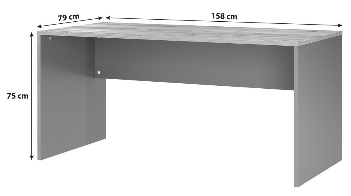 SCHREIBTISCH  in Graphitfarben, Eichefarben  - Eichefarben/Graphitfarben, MODERN, Holzwerkstoff (158/75/79cm) - Germania