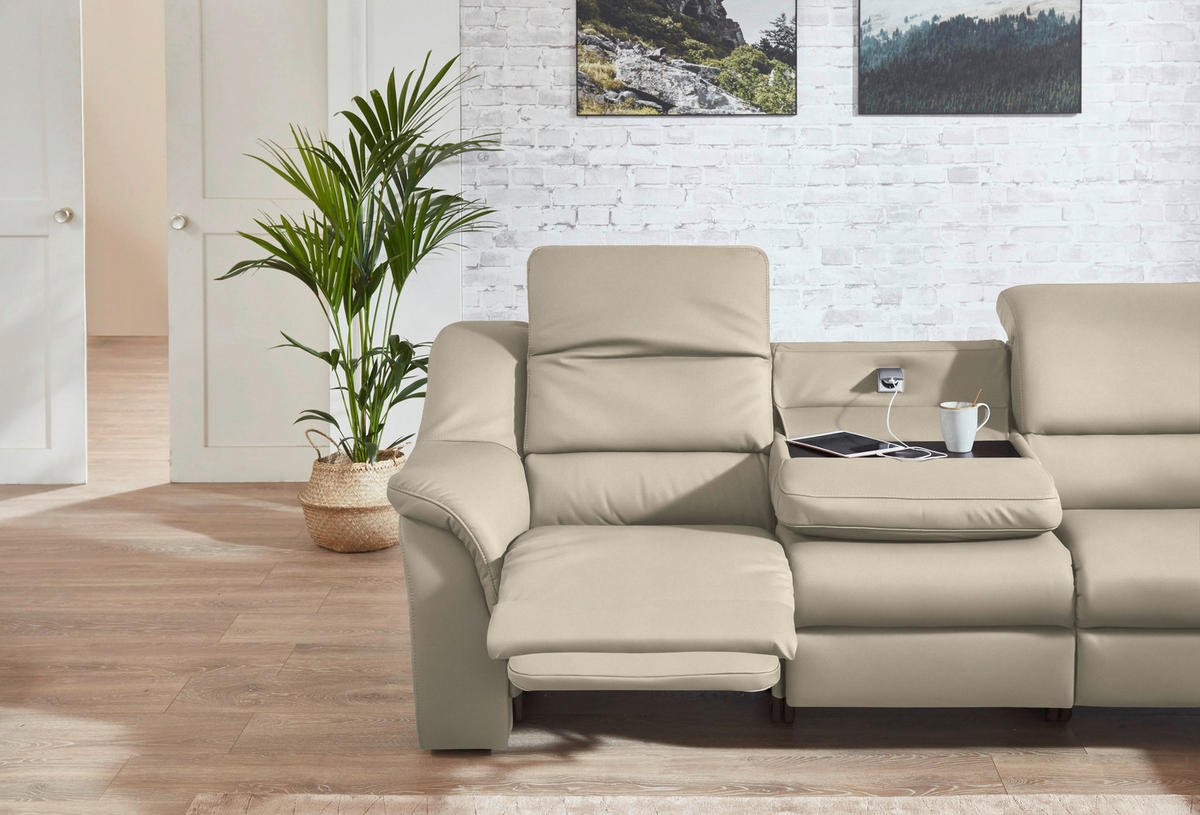 ECKSOFA  in Echtleder Seidengrau  324/260 cm  - Chromfarben/Seidengrau, KONVENTIONELL, Leder/Kunststoff (324/260cm) - Cantus