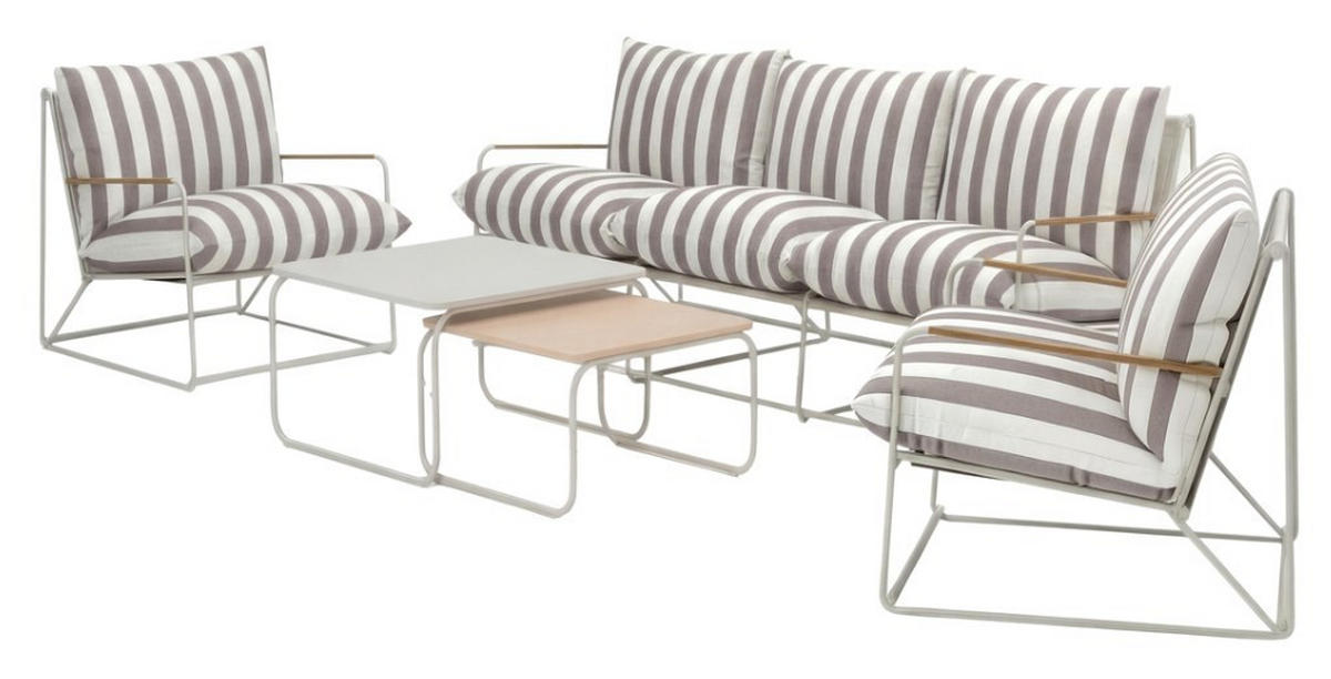 LOUNGEGRUPP stål  - vit/beige, Klassisk, metall/textil