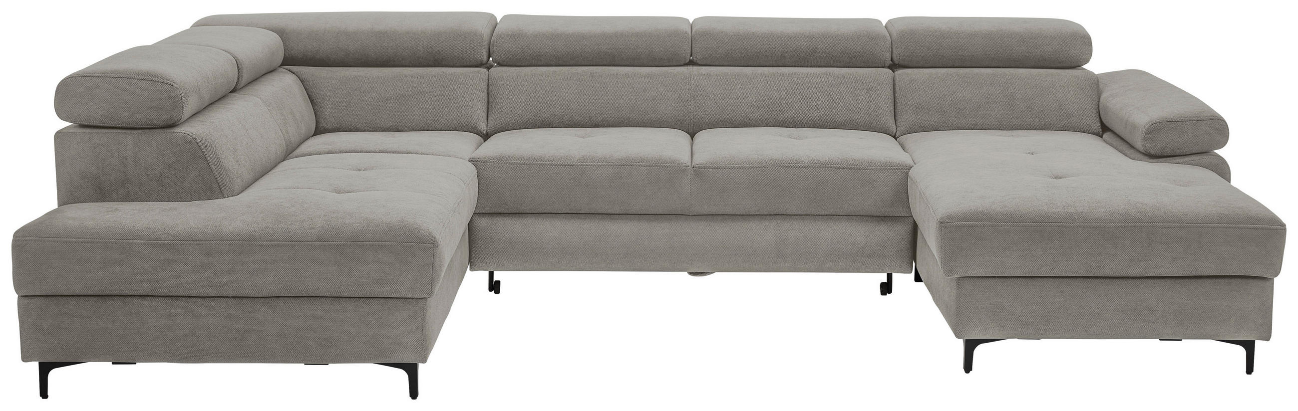 WOHNLANDSCHAFT inkl. Funktion Dunkelgrau Flachgewebe  - Dunkelgrau/Schwarz, MODERN, Textil/Metall (206/333/180cm) - Stylife