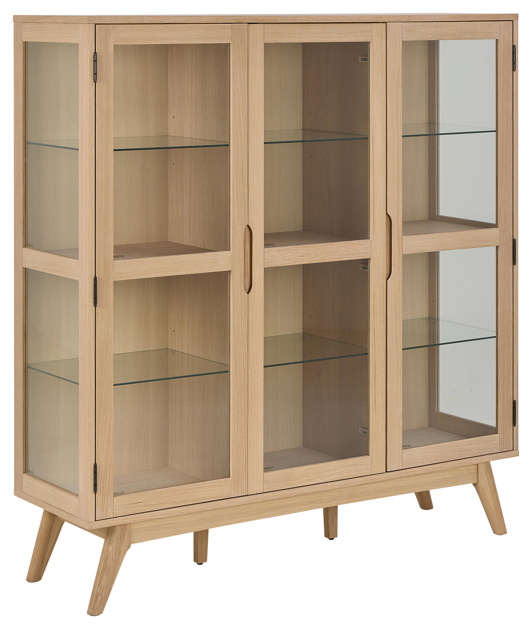 VITRINE MARTE in furniert Klar, Eichefarben  - Klar/Eichefarben, Design, Glas/Holzwerkstoff (140/148/40cm) - MID.YOU