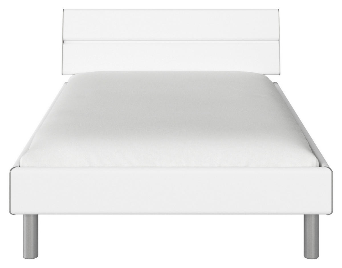 BETT 120/200 cm  in Weiss   - Weiss/Alufarben, Design, Holzwerkstoff/Metall (120/200cm) - Carryhome