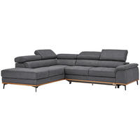 ECKSOFA Webstoff Grau  - Schwarz/Grau, Natur, Holz/Textil (226/282cm) - Novel