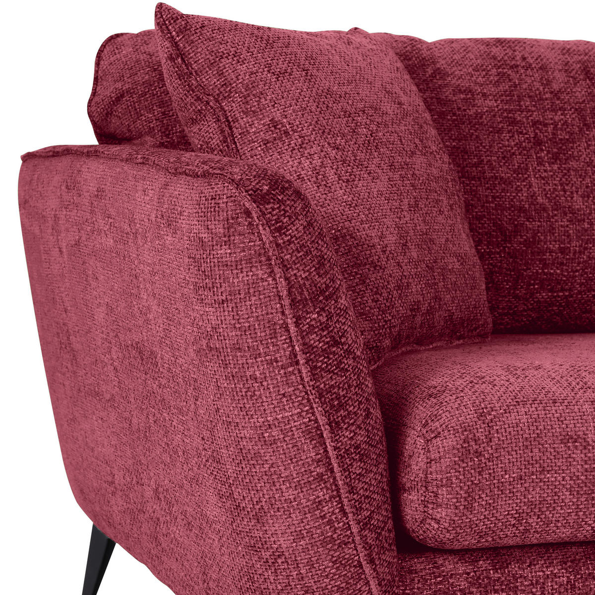 2-SITZER-SOFA in Chenille Bordeaux  - Bordeaux/Schwarz, Konventionell, Textil/Metall (190/70/98cm) - Carryhome