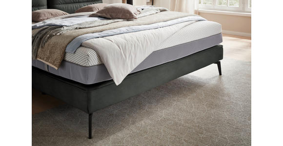 BOXSPRINGBETT 180/200 cm in Dunkelgrau - Dunkelgrau/Schwarz, Design, Textil/Metall (180/200cm) - Johann Jakob