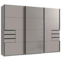 SCHWEBETÜRENSCHRANK Graphitfarben, Sahara  - Schwarz/Graphitfarben, Design, Glas/Holzwerkstoff (270/208/64cm) - Carryhome