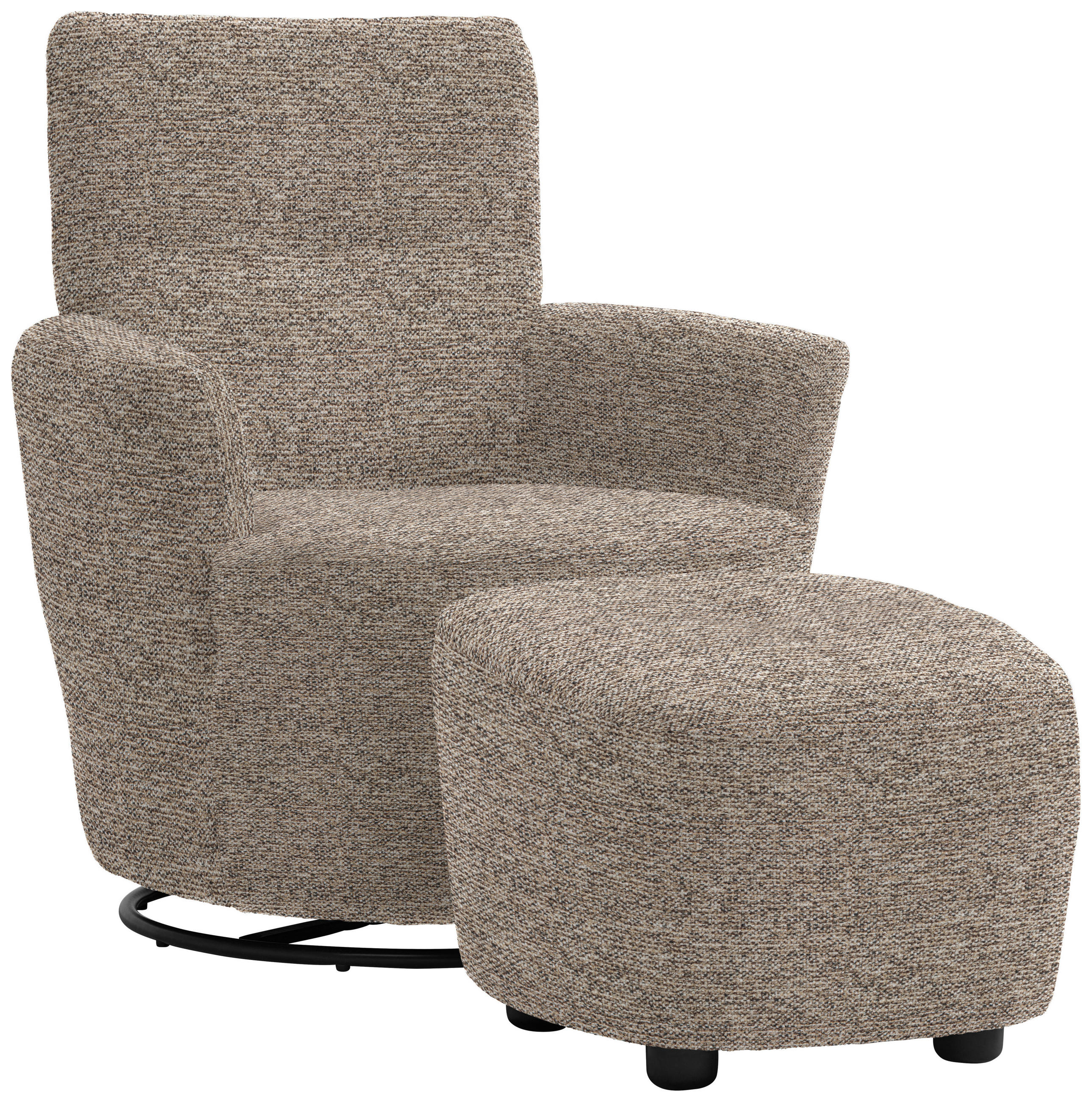 SESSEL in Chenille, Flachgewebe Hellbraun  - Hellbraun/Schwarz, Design, Textil/Metall (81/92/84cm) - Xora