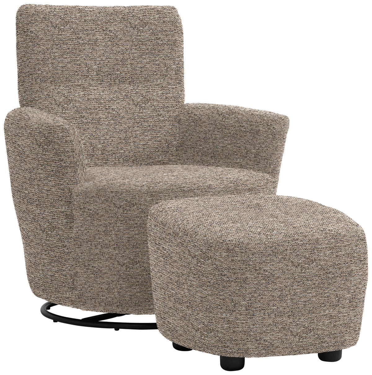 SESSEL in Chenille, Flachgewebe Hellbraun  - Hellbraun/Schwarz, Design, Textil/Metall (81/92/84cm) - Xora