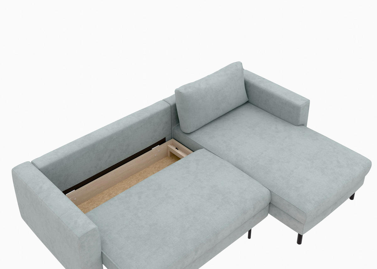 ECKSCHLAFSOFA  mit Rücken echt, Armteil links, Armteil rechts Cord Grau  - Schwarz/Grau, MODERN, Textil/Metall (232/161cm) - Trendmanufaktur