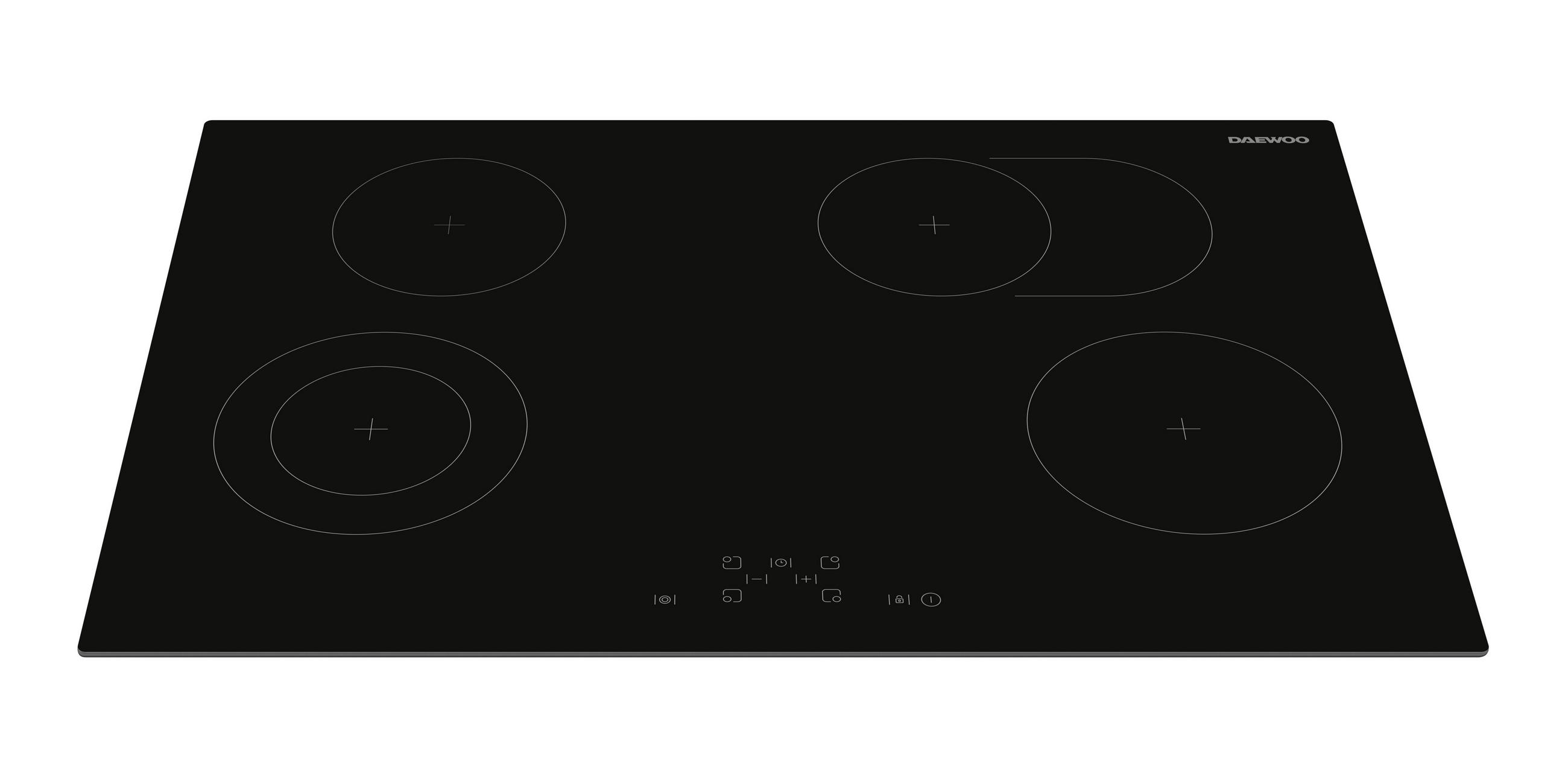 Thumbnail - Daewoo Glaskeramikkochfeld, Schwarz, Glas, 78x4.1x52 cm, Kindersicherung, Sicherheitsabschaltung, Bräterzone, Warmhaltez...