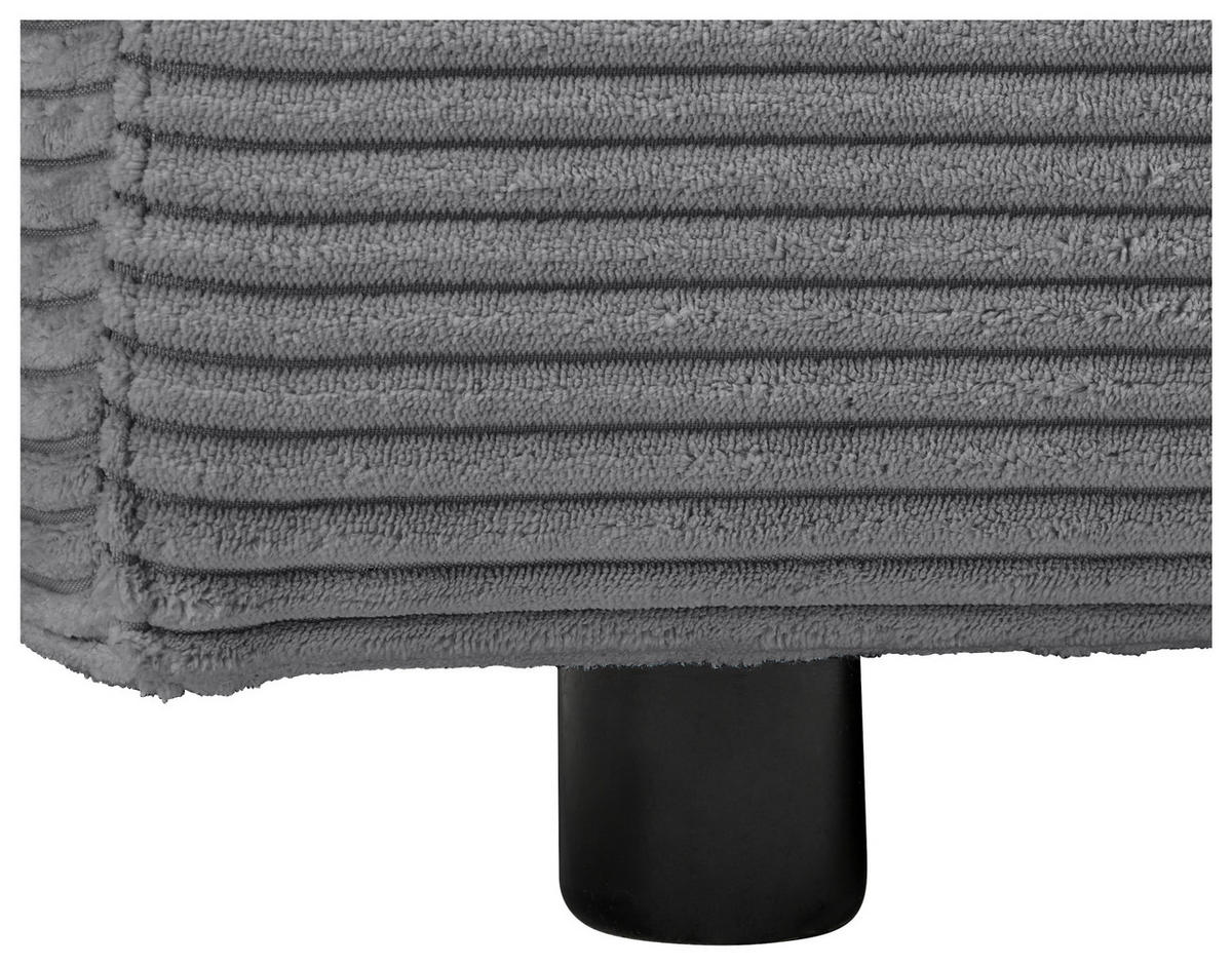 ECKSOFA in Cord Dunkelgrau  - Dunkelgrau/Schwarz, Design, Kunststoff/Textil (265/224cm) - Hom`in