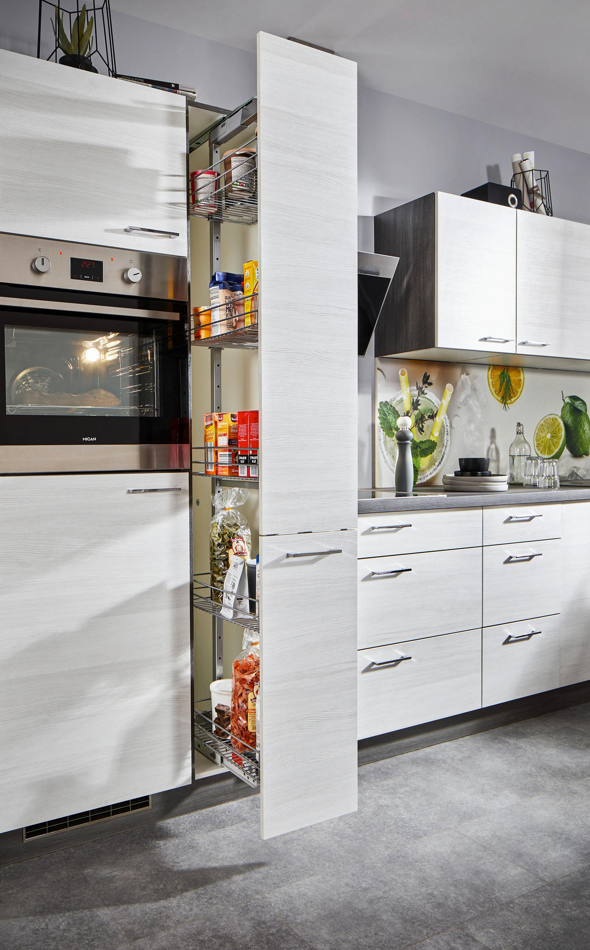 KÜCHENLEERBLOCK 345 cm   in Eichefarben  - Edelstahlfarben/Eichefarben, Design, Holzwerkstoff/Metall (345cm) - Welnova