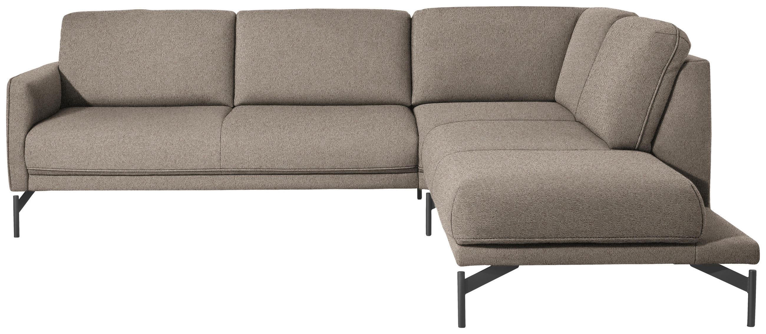 ECKSOFA in Flachgewebe, Struktur Hellbraun  254/230 cm  - Hellbraun/Anthrazit, Design, Textil/Metall (254/230cm) - Johann Jakob