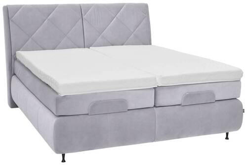 BOXSPRINGBETT 180/200 cm  in Hellgrau  - Hellgrau/Schwarz, KONVENTIONELL, Textil/Metall (180/200cm) - Dieter Knoll