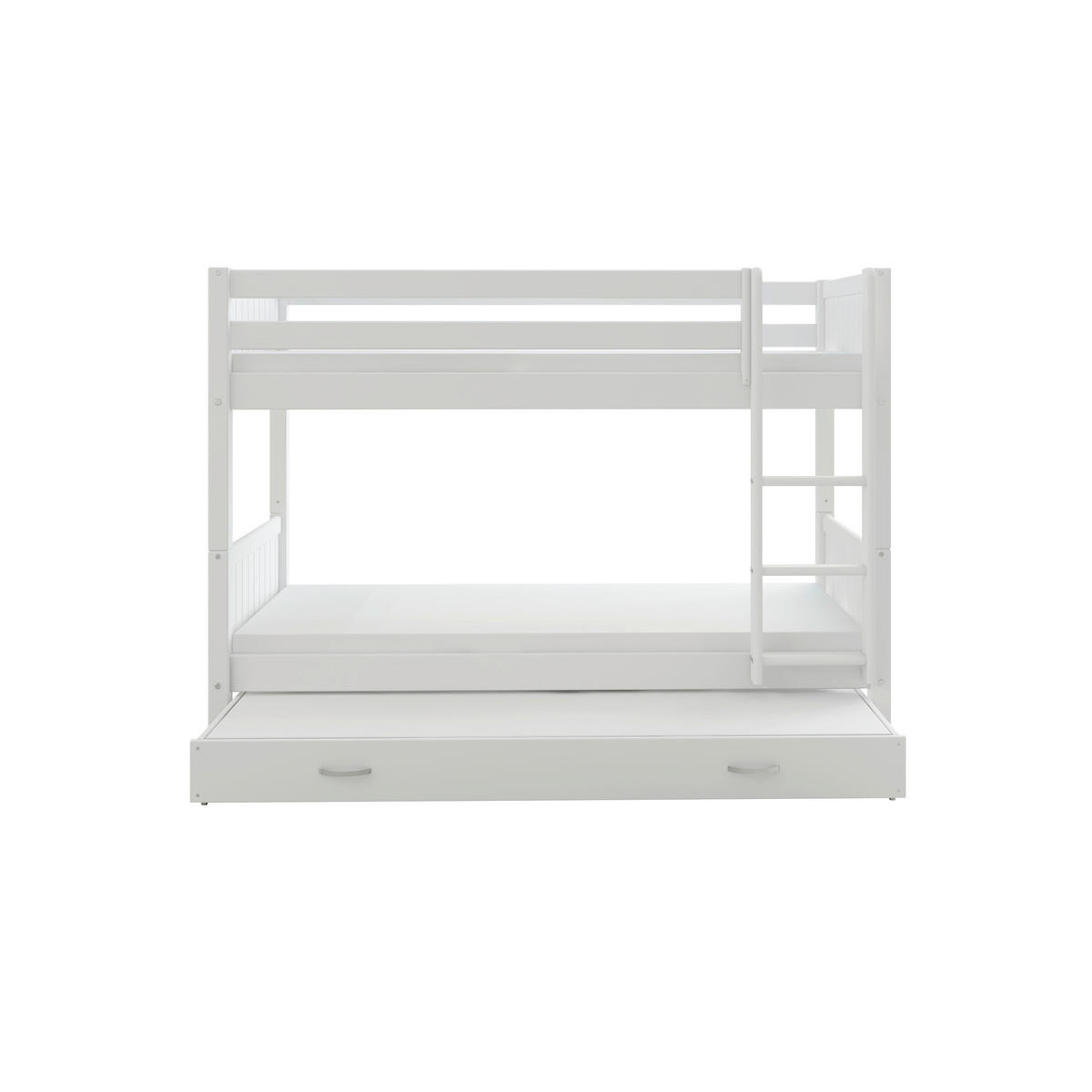AUSZIEHBETT 90/200 cm,  in Absturzsicherung, Leiter, Lattenrost, Rollroste, Bettschublade  - Weiß, MODERN, Holz (90/200cm) - Chameo