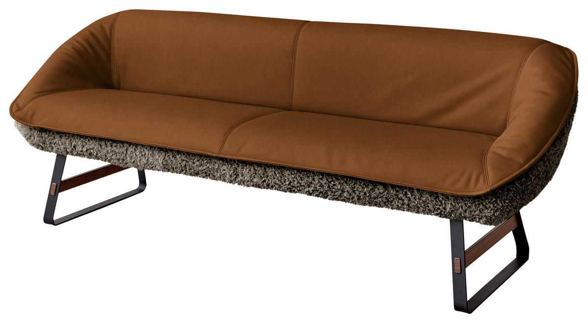 SITZBANK Textil, Leder Braun  - Schwarz/Braun, Design, Leder/Holz (229/88/80cm) - Koinor