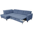 ECKSOFA in Webstoff Blau  216/297 cm  - Blau/Schwarz, Design, Holz/Textil (216/297cm) - Xora