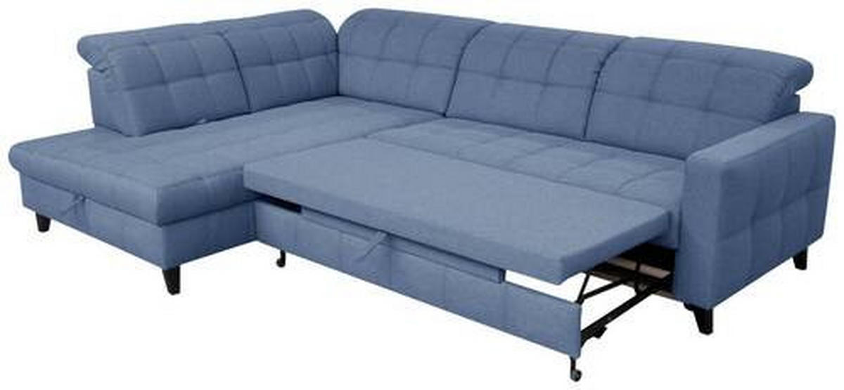 ECKSOFA in Webstoff Blau  - Blau/Schwarz, Design, Holz/Textil (216/297cm) - Xora