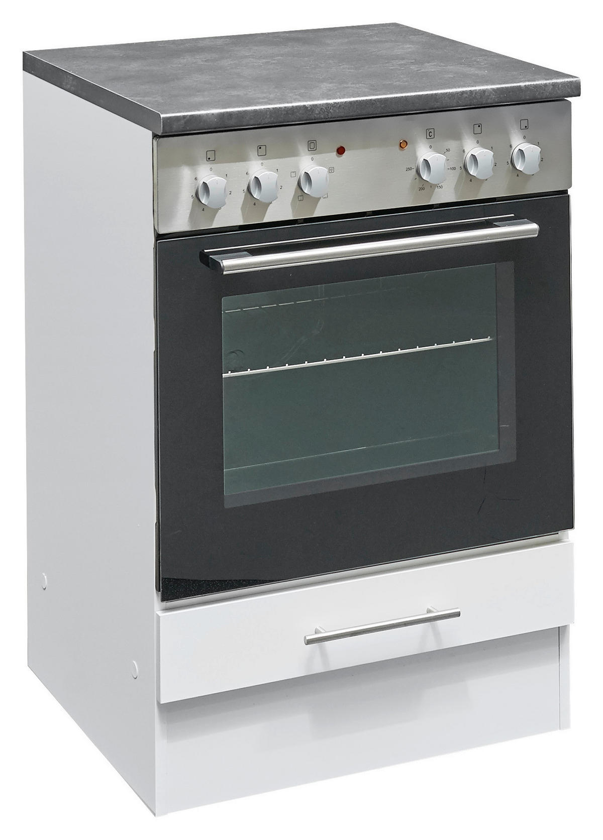 HERDUMBAUSCHRANK 60/90/60 cm  in Weiß, Grau  - Edelstahlfarben/Weiß, KONVENTIONELL, Holzwerkstoff/Metall (60/90/60cm) - MID.YOU