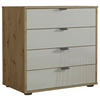 KOMÓD 80/70/43 cm  - Bianco tölgy/Pezsgő, Konventionell, faalapú anyag/Üveg (80/70/43cm) - Dieter Knoll