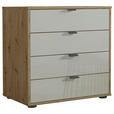 KOMMODE , 80/70/43 cm, 4 Schublade(n)  - Schieferfarben/Eiche Bianco, KONVENTIONELL, Glas/Holzwerkstoff (80/70/43cm) - Dieter Knoll