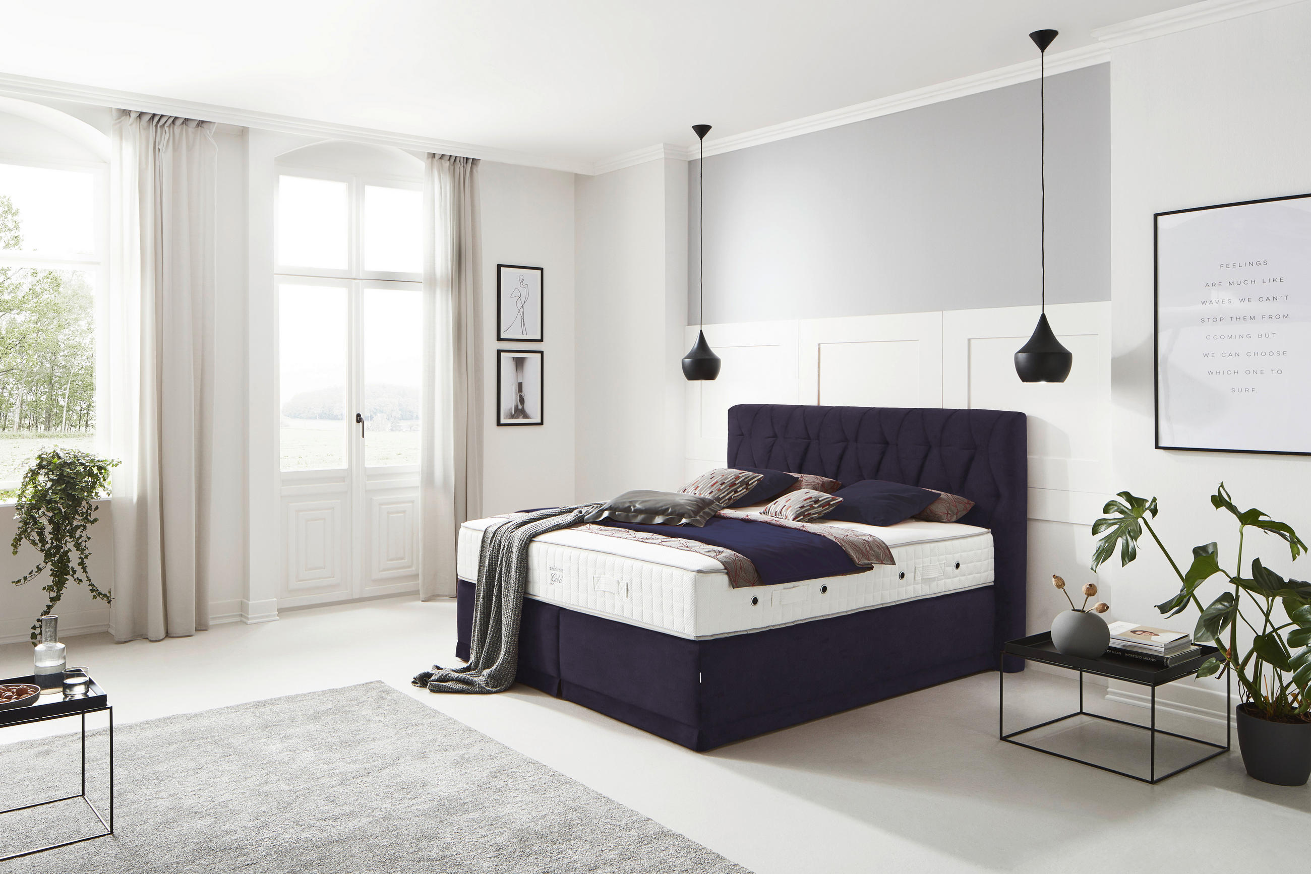 BOXSPRINGBETT 180/200 cm  in Dunkelgrau  - Dunkelgrau, KONVENTIONELL, Textil (180/200cm) - Ambiente