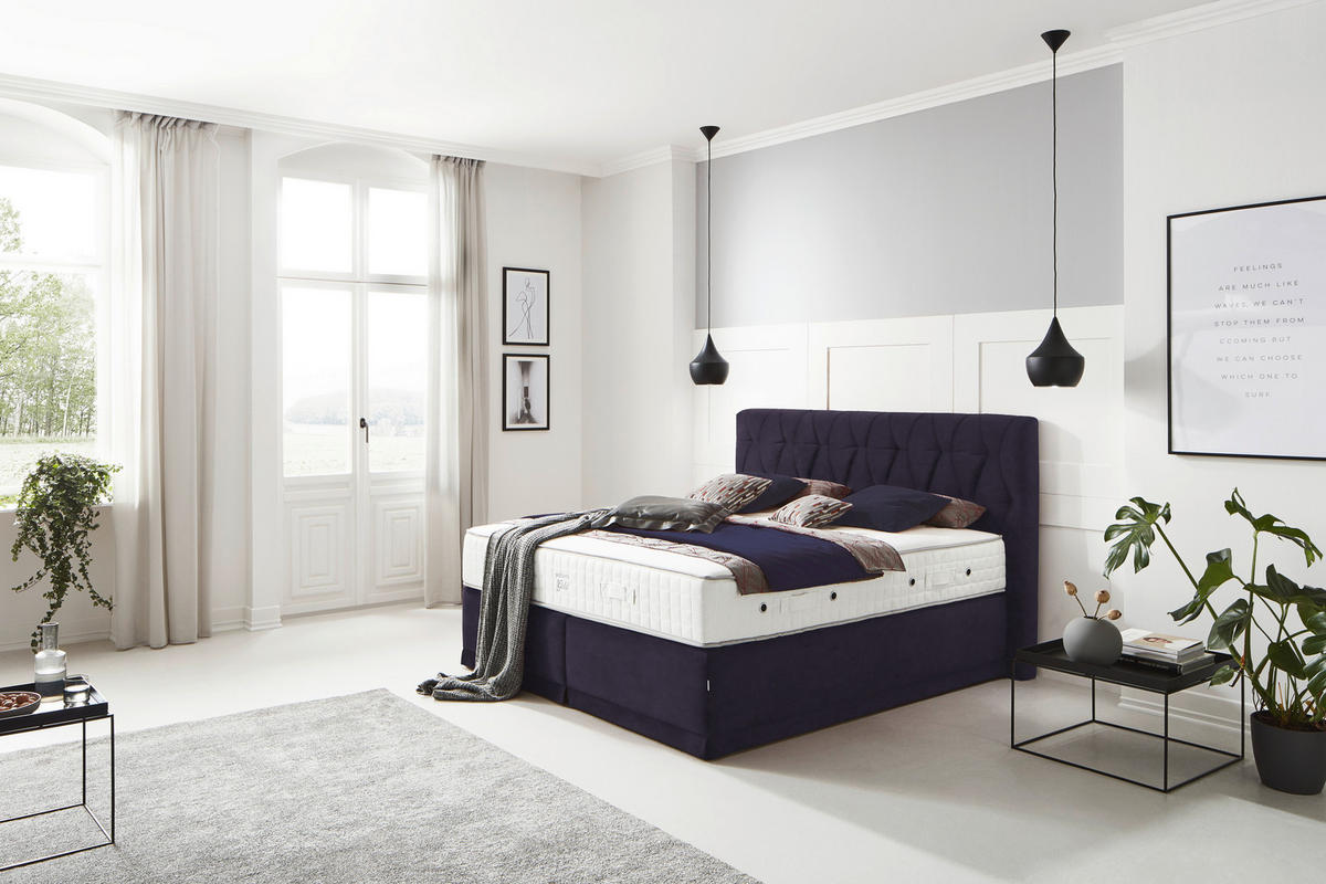 BOXSPRINGBETT 180/200 cm  in Dunkelgrau  - Dunkelgrau, KONVENTIONELL, Textil (180/200cm) - Ambiente