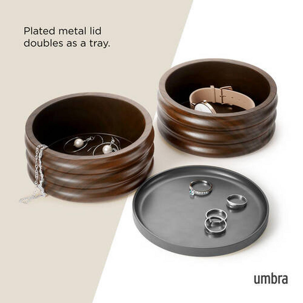 Thumbnail - Umbra Schmuckschatulle, Schwarz, Walnuss, Holz, Metall, Kautschukholz, 11.7 cm, Ordnen & Aufbewahren, Schmuckaufbewahrun...