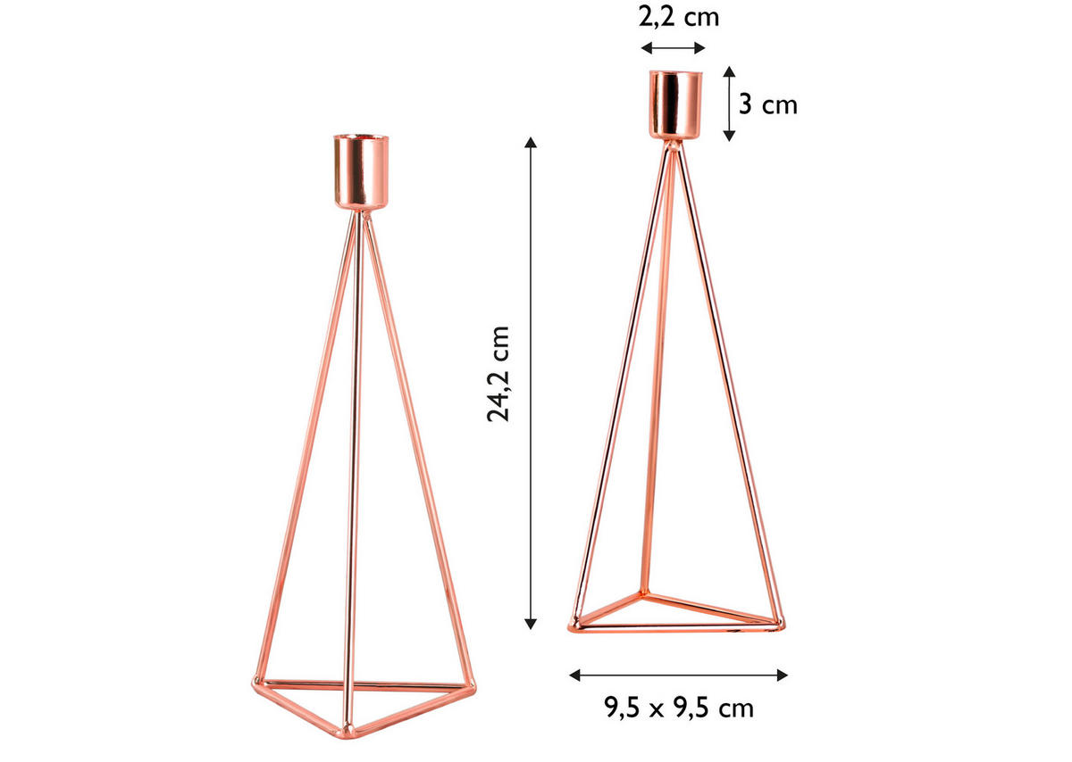 KERZENHALTER-SET - Kupferfarben, Basics, Metall (9,5/24,2cm) - Echtwerk