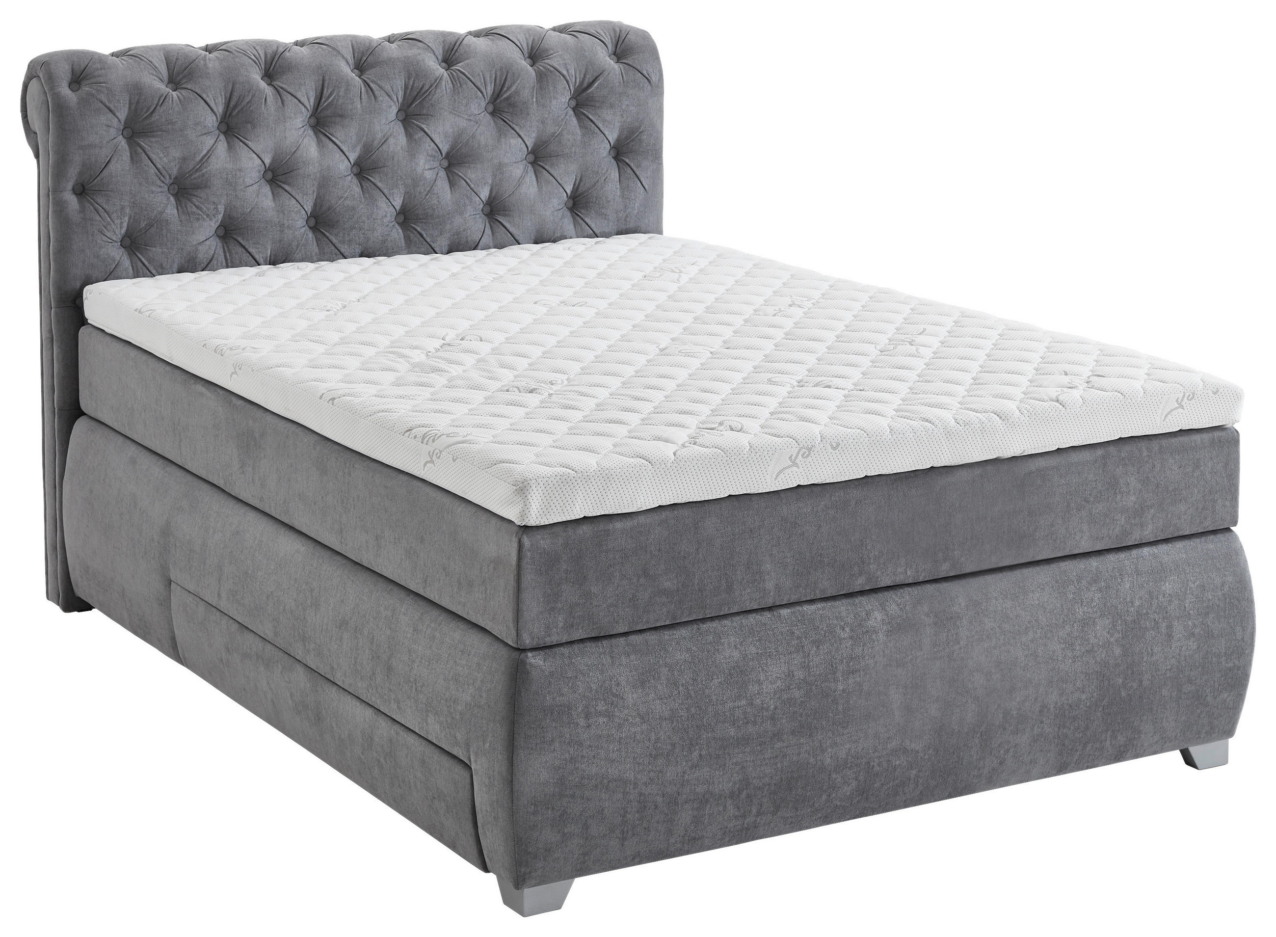 BOXSPRINGBETT 140/200 cm  in Grau  - Grau, MODERN, Kunststoff/Textil (140/200cm) - MID.YOU
