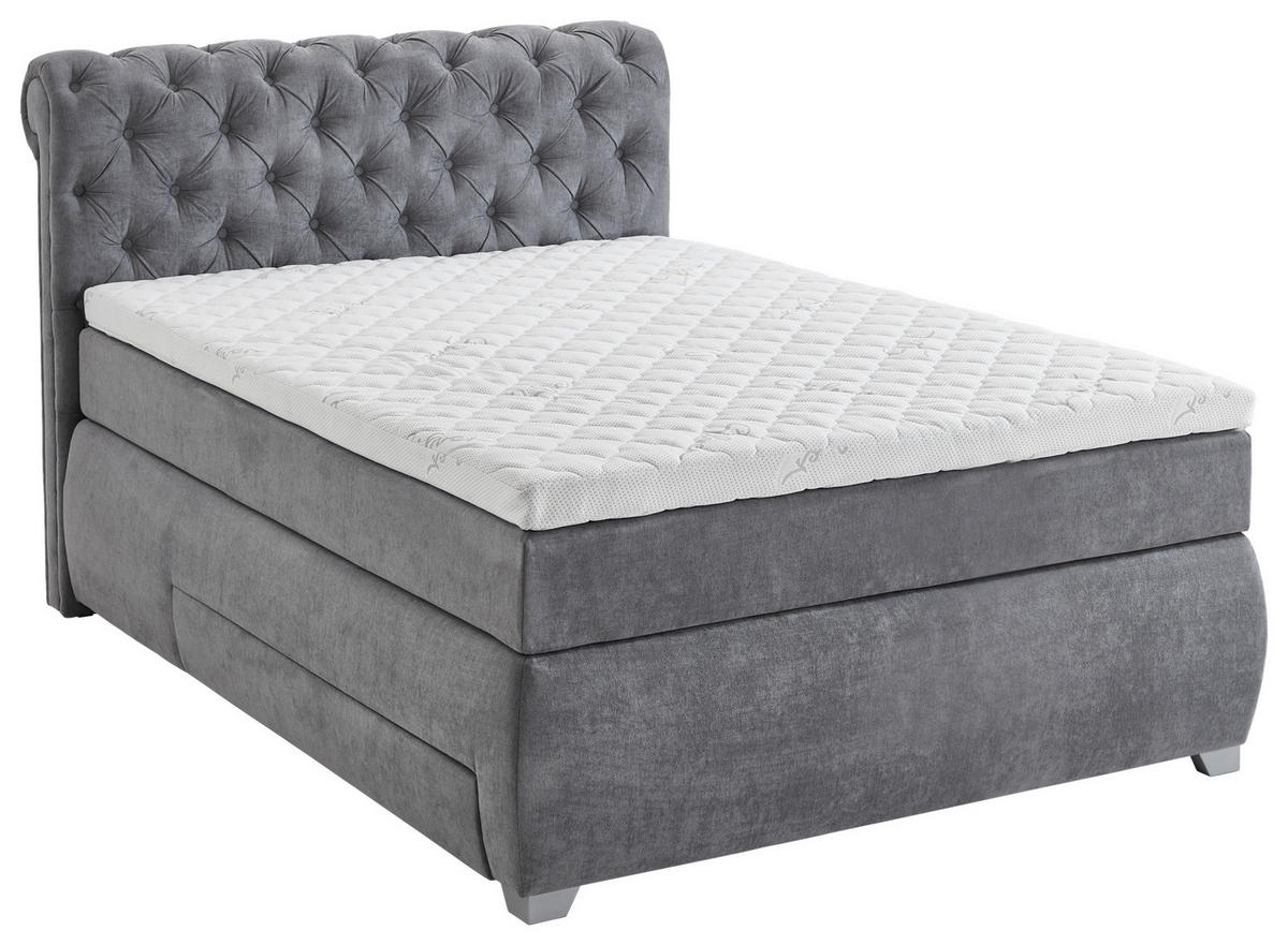 BOXSPRINGBETT 140/200 cm  in Grau  - Grau, Modern, Kunststoff/Textil (140/200cm) - MID.YOU
