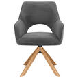 ARMLEHNSTUHL  Sitzfläche 360° drehbar, inklusive Armlehnen Cord  - Eichefarben/Dunkelgrau, Design, Holz/Textil (60/85/63cm) - Hom`in
