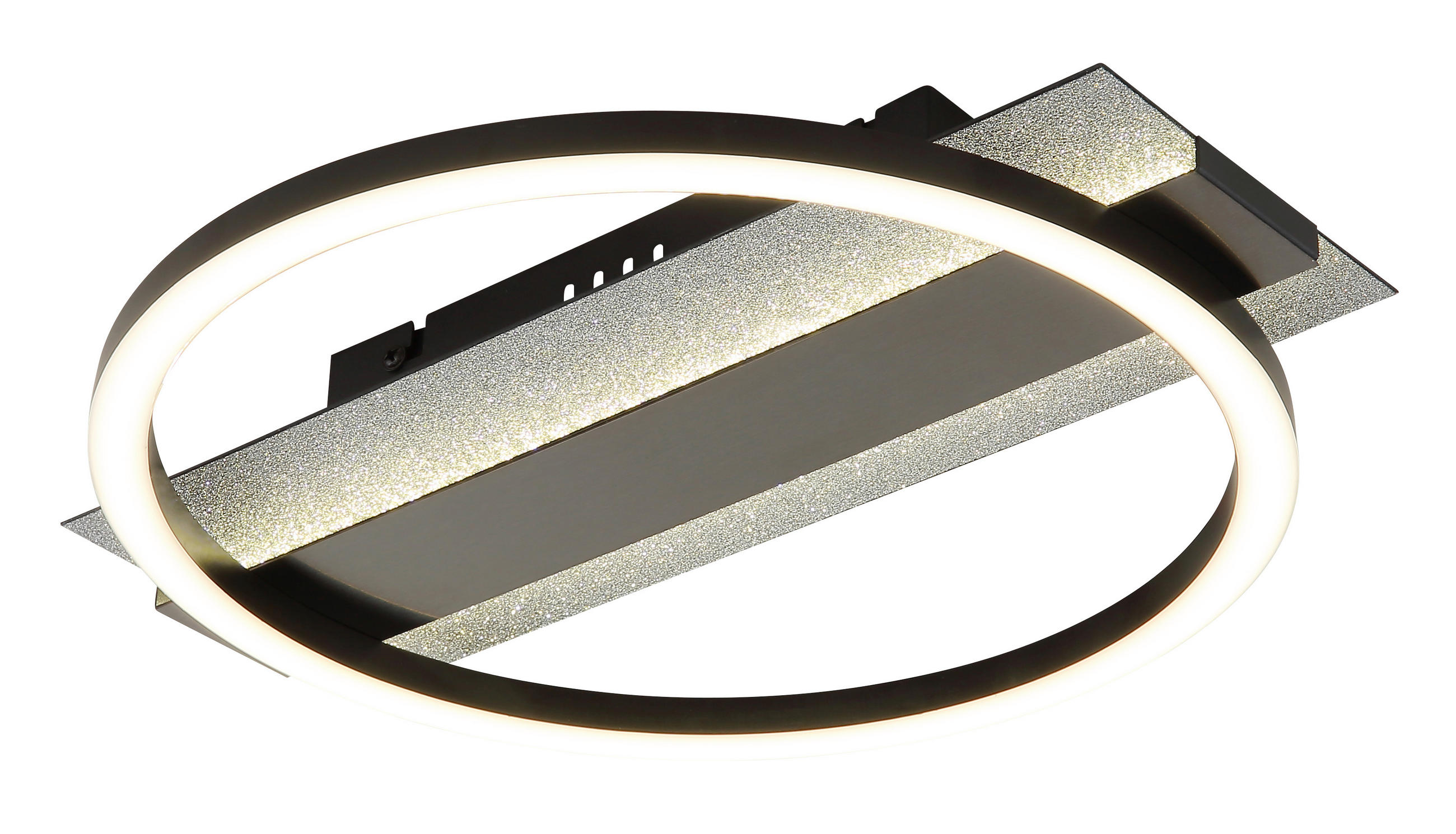 LED-DECKENLEUCHTE 34,2/6,8 cm   - Silberfarben/Schwarzchrom, Design, Kunststoff/Metall (34,2/6,8cm) - Globo