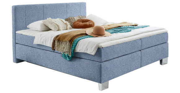 BOXSPRINGBETT 200/200 cm  in Blau  - Chromfarben/Blau, KONVENTIONELL, Kunststoff/Textil (200/200cm) - Hom`in