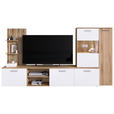 WOHNWAND 4-teilig  in Weiß, Eichefarben   - Eichefarben/Anthrazit, MODERN, Glas/Holzwerkstoff (250cm) - Carryhome