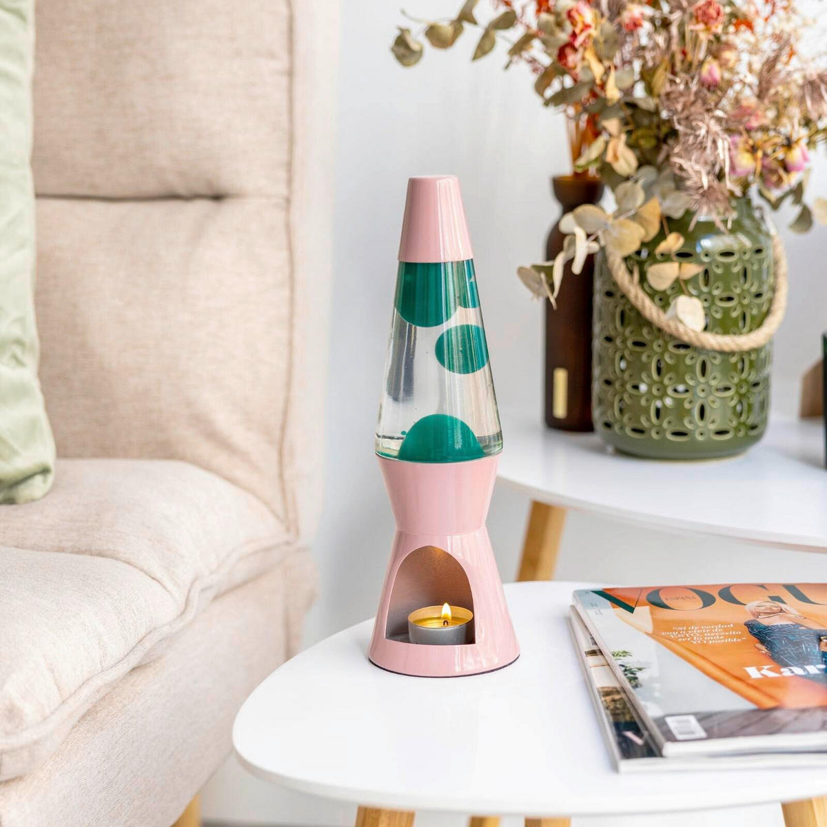 LAVALEUCHTE - Pink/Grün, Basics, Metall (9/9/29cm)