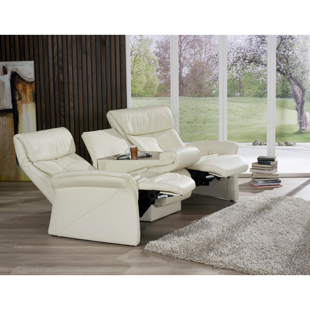 Thumbnail - Himolla Komfortklass Trapezsofa, Weiß, Leder, Echtleder, Longlife-Leder, Uni, 3-Sitzer, 208x107x103 cm, Blauer Engel, Go...