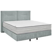 BOXSPRINGBETT 180/200 cm,  in Hellblau, Matratze, unterschiedliche Matratzenhärtegrade je Bettseite, H3 + H4 = fest + sehr fest  - Schwarz/Hellblau, Design, Kunststoff/Textil (180/200cm) - Dieter Knoll