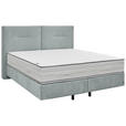 BOXSPRINGBETT 180/200 cm,  in Hellblau, Matratze, unterschiedliche Matratzenhärtegrade je Bettseite, H3 + H4 = fest + sehr fest  - Schwarz/Hellblau, Design, Kunststoff/Textil (180/200cm) - Dieter Knoll