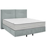 BOXSPRINGBETT 180/200 cm,  in Hellblau, Matratze, unterschiedliche Matratzenhärtegrade je Bettseite, H3 + H4 = fest + sehr fest  - Schwarz/Hellblau, Design, Kunststoff/Textil (180/200cm) - Dieter Knoll