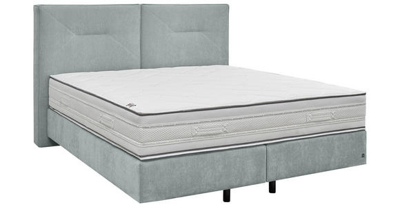 BOXSPRINGBETT 180/200 cm,  in Hellblau, Matratze, unterschiedliche Matratzenhärtegrade je Bettseite, H3 + H4 = fest + sehr fest  - Schwarz/Hellblau, Design, Kunststoff/Textil (180/200cm) - Dieter Knoll