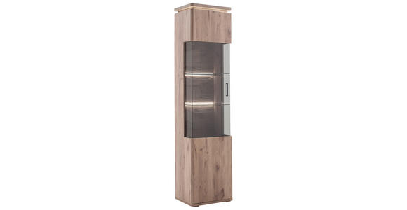 VITRINE Eiche dunkel 50/208/38 cm - Eiche dunkel/Anthrazit, KONVENTIONELL, Glas/Holzwerkstoff (50/208/38cm) - Cantus