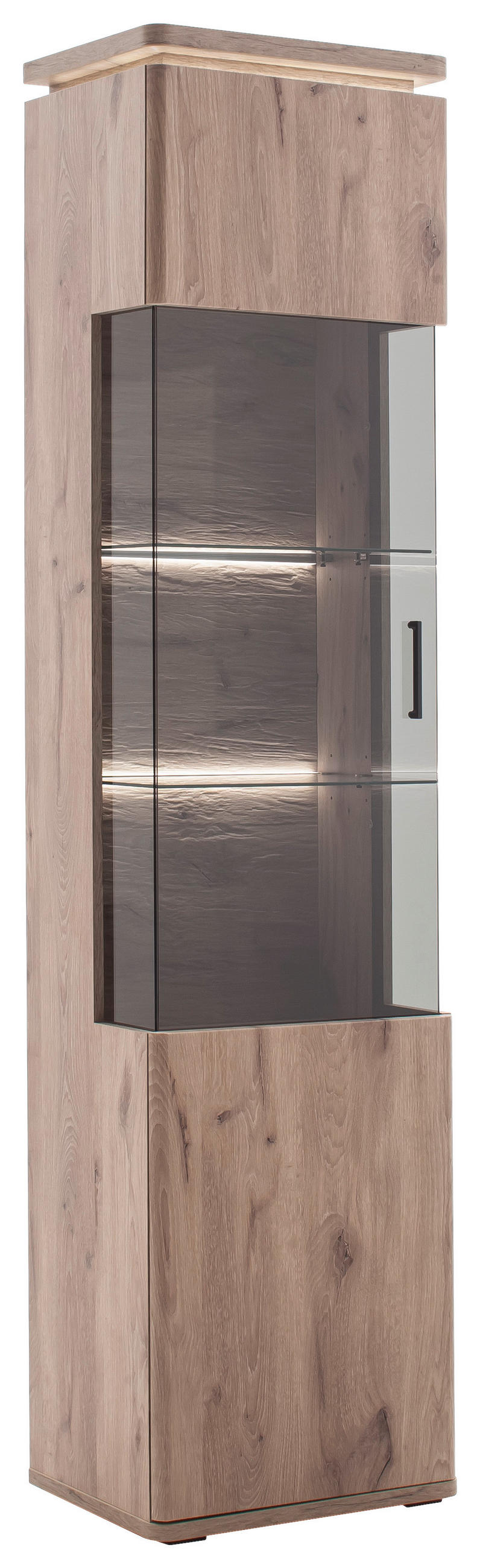 VITRINE Eiche dunkel  50/208/38 cm  - Eiche dunkel/Anthrazit, Konventionell, Glas/Holzwerkstoff (50/208/38cm) - Cantus