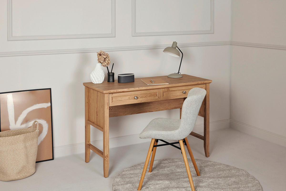 SCHREIBTISCH 120/50/79 cm Eichefarben Stauraum, in verschiedenen Holz-Dekoren erhältlich  - Eichefarben/Silberfarben, MODERN, Holzwerkstoff/Metall (120/50/79cm) - Livetastic