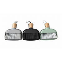 Set De Perie Și Făraș - verde salvie/negru, Basics, plastic/materiale naturale (4/16/14cm) - Homeware