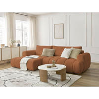 ECKSCHLAFSOFA FUJI Bouclé Orange  inkl.  - Schwarz/Orange, MODERN, Kunststoff/Textil (160/292cm)
