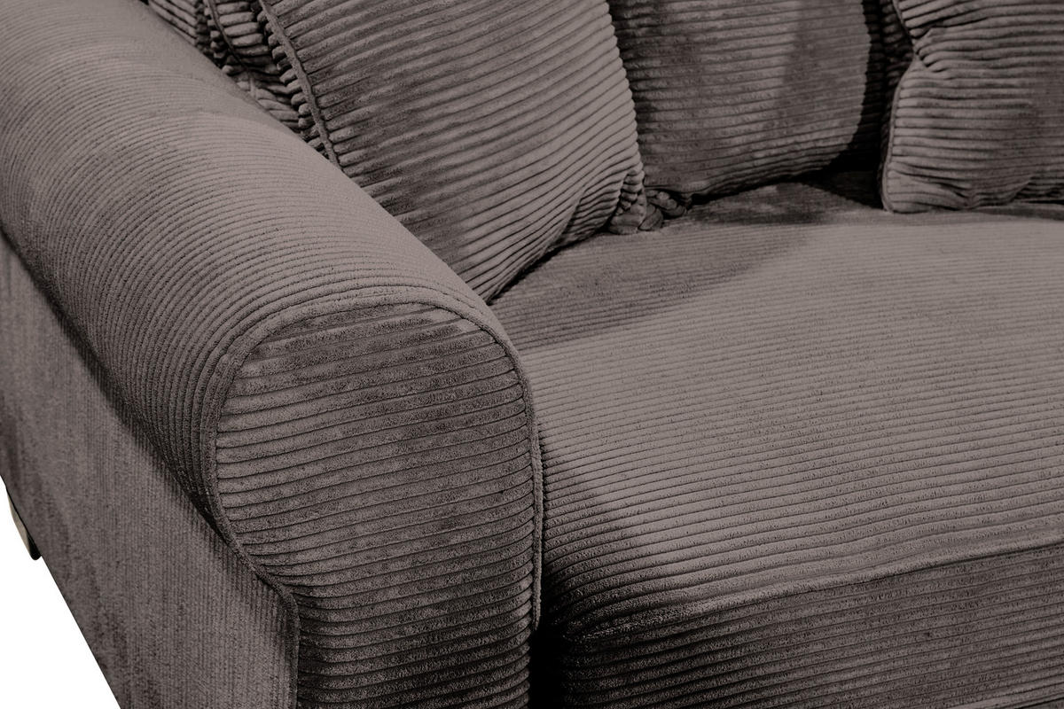 ECKSOFA in Cord Braun  - Schwarz/Braun, Konventionell, Kunststoff/Textil (255/185cm) - MID.YOU