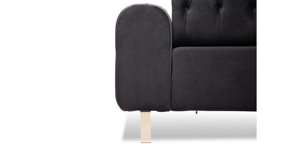 3-SITZER-SOFA  in Velours Schwarz  - Goldfarben/Schwarz, KONVENTIONELL, Textil/Metall (264/90/97cm) - Carryhome